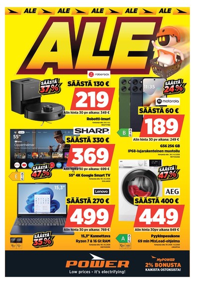 Power tarjouslehti. Voimassa: 26/01/26 - 01/02/26