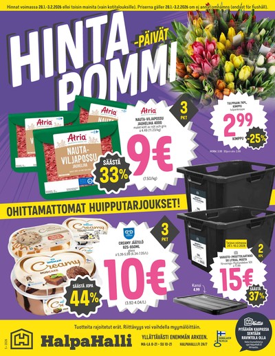 Halpa Halli tarjouslehti. Voimassa: 28/01/26 - 03/02/26