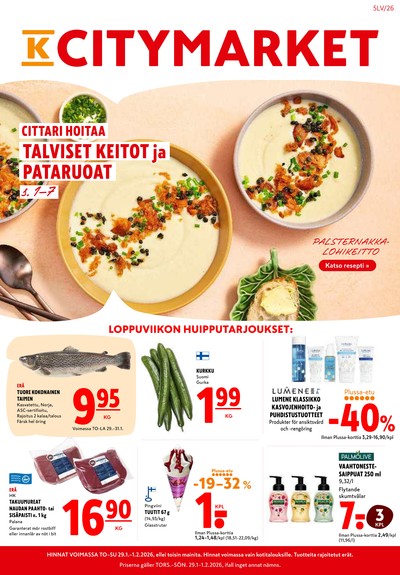 K-Citymarket tarjouslehti. Voimassa: 29/01/26 - 01/02/26