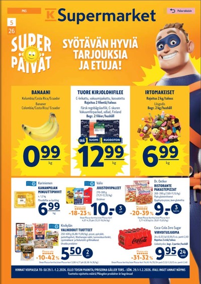 K-Supermarket tarjouslehti. Voimassa: 29/01/26 - 01/02/26
