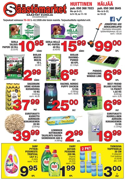 Säästömarket tarjouslehti. Voimassa: 05/02/26 - 08/02/26