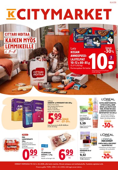 K-Citymarket tarjouslehti. Voimassa: 05/02/26 - 08/02/26
