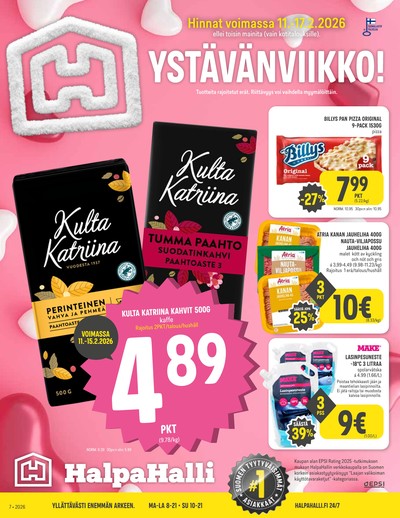 Halpa Halli tarjouslehti. Voimassa: 11/02/26 - 17/02/26