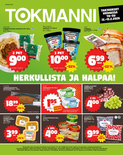 Tokmanni tarjouslehti. Voimassa: 12/02/26 - 15/02/26