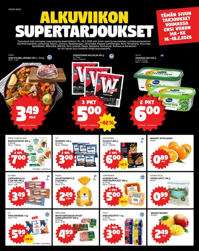 Tokmanni tarjouslehti. Voimassa: 16/02/26 - 18/02/26