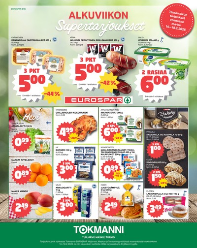 Tokmanni tarjouslehti. Voimassa: 16/02/26 - 18/02/26