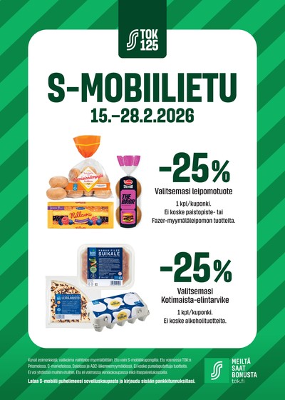 S-Market tarjouslehti. Voimassa: 15/02/26 - 28/02/26
